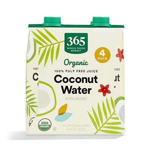 Whole Foods Market, Organic Coconut Water, 100% Pulp-Free Juice, 16.9 Fl Oz Per Carton, Pack Of 4