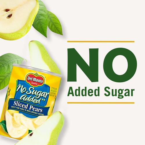 Del Monte Canned Bartlett Sliced Pears In Water, Artificially Sweetened, No Sugar Added, 14.5-Ounce