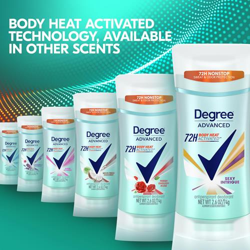 Degree Antiperspirant Deodorant Sexy Intrigue 72-Hour Sweat & Odor Protection Antiperspirant Deodorant For Women With Body Heat Activated Technology 2.6 Oz