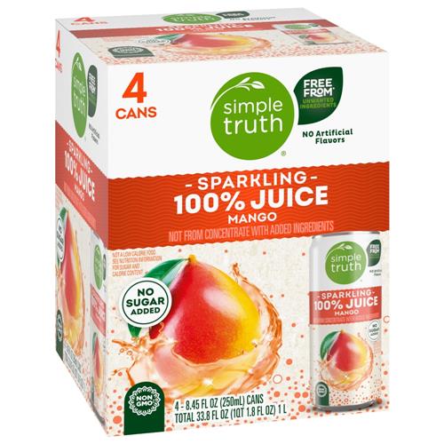 Simple Truth Sparkling 100% Mango Juice Cans 4 pk / 8.45 fl oz