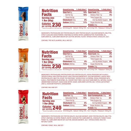 Think, High Protein Bars Variety Pack, 2.1 Ounce