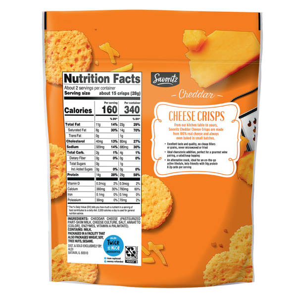 Savoritz Cheddar  Cheese Crisp, 1.95 oz