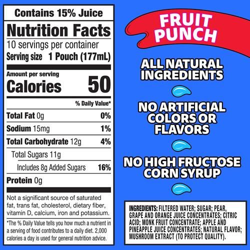 Capri Sun Fruit Punch Flavored With Other Natural Flavor Juice Drink Blend, 10 Ct Box, 6 Fl Oz Pouches