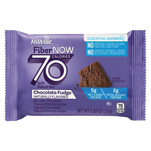 Millville Fiber Now 70 Calorie Chocolate Fudge Flavored Bars, 6 count