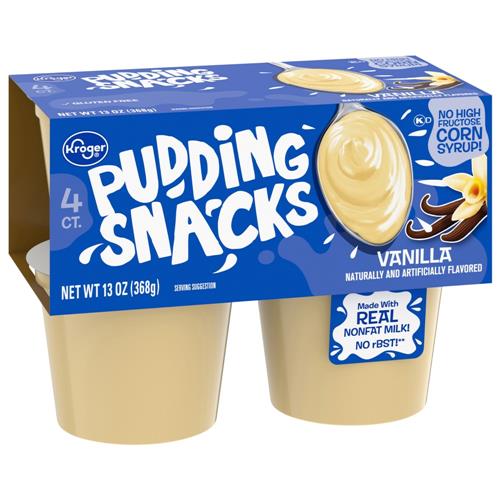 Kroger Vanilla Pudding Snacks 4 ct / 3.25 oz