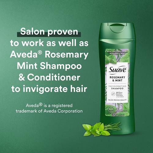 Suave Shampoo To Revitalize Hair Rosemary And Mint Invigorating For Dry Hair, 12.6 Fl Oz