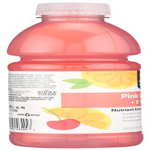 Whole Foods Market, Nutrient Enhanced Water, Pink Lemonade + B Vitamins, 20 Fl Oz