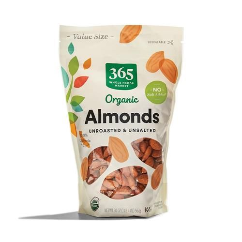 Whole Foods Market, Organic Unroasted Unsalted Almonds, Value Size, 20 Ounce