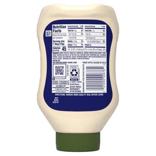 Kraft Mayo With Olive Oil Reduced Fat Mayonnaise, 22 Fl Oz Bottle