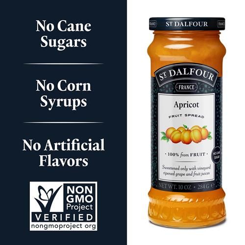 St. Dalfour Apricot Fruit Spread - 10Oz - 100% From Fruit, No Artificial Ingredients, Non Gmo, No Cane Sugars, All Natural, Made In France