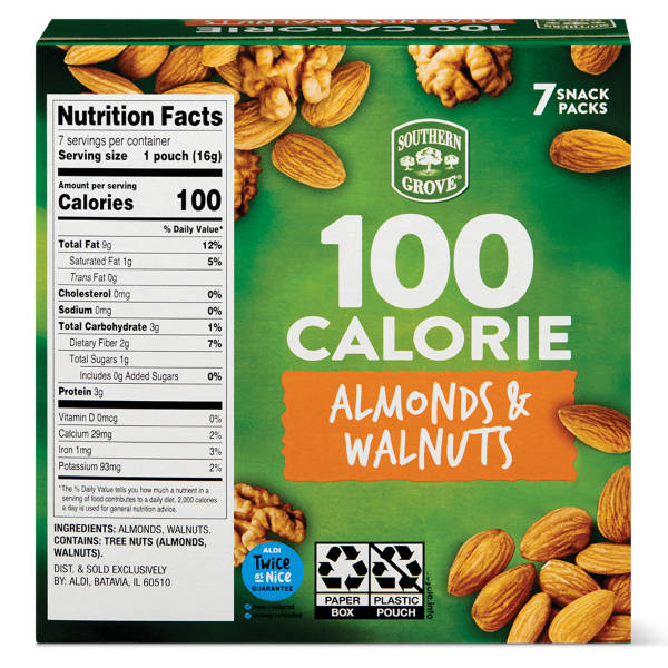 Southern Grove 100 Calorie Almonds and Walnuts Snack Pack, 3.92 oz