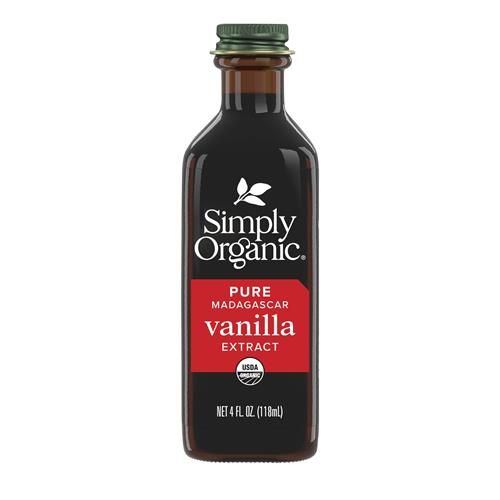 Simply Organic Pure Madagascar Vanilla Extract, 4-Ounce Glass Jar, Certified Organic, Sugar-Free Flavor For Smoothies (Pack Of 1)