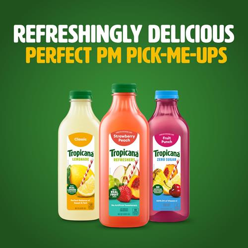 Tropicana Refreshers Strawberry Peach Juice Drink, With Real Fruit Juice, 46 Fl Oz Bottle