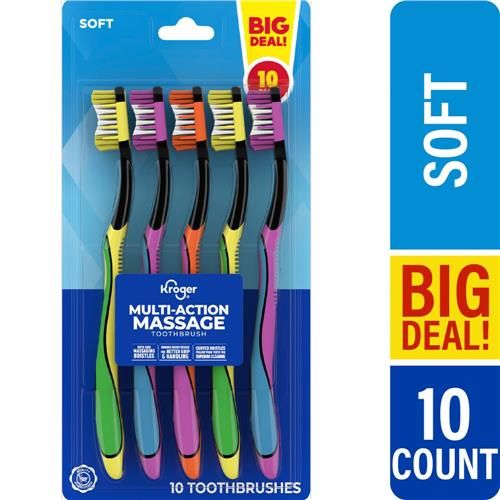 Kroger Multi-Action Massage Toothbrush with Soft Bristles 10 count