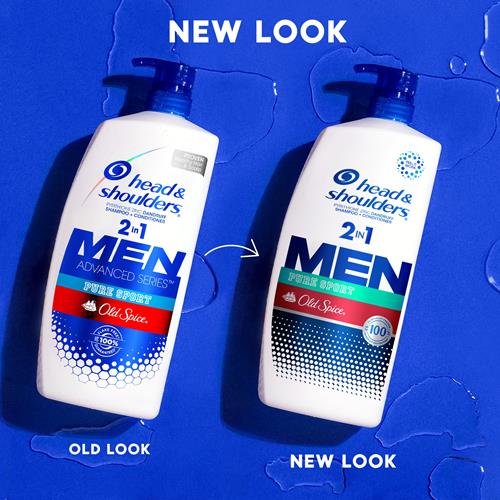 Head And Shoulders Mens 2 In 1 Dandruff Shampoo And Conditioner, Anti-Dandruff Treatment, Old Spice Pure Sport For Daily Use, Paraben Free, 28.2 Oz
