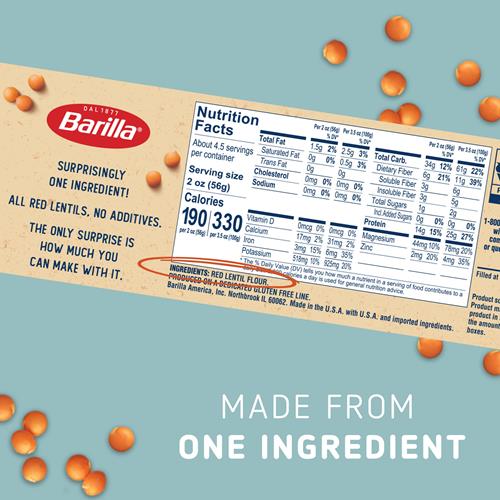 Barilla Red Lentil Spaghetti Pasta, 8.8 Oz - Vegan, Gluten Free, Non Gmo & Kosher - Made With Plant Based Protein