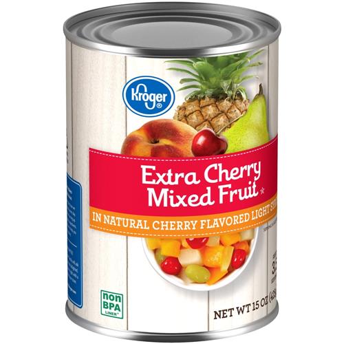 Kroger Canned Extra Cherry Mixed Fruit in Light Syrup 15 oz