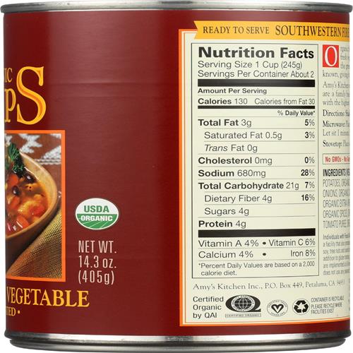 Amys Organic Soup Fire Roasted Southwestern Vegetable -- 14.3 Oz