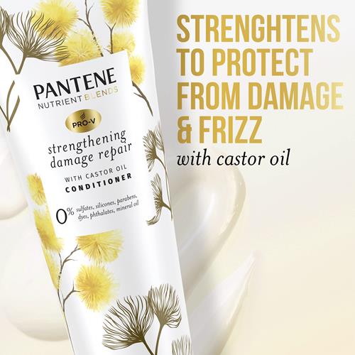 Pantene Sulfate Free Conditioner, Hair Strengthening Anti Frizz Damage Repair With Castor Oil, Safe For Color Treated Hair, Nutrient Blends, 8.0 Oz