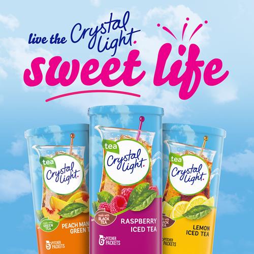 Crystal Light Sugar-Free Raspberry Iced Tea Naturally Flavored Powdered Drink Mix 6 Count Pitcher Packets