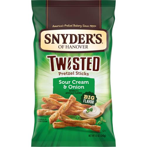 Snyders Of Hanover, Sour Cream & Onion Twisted Pretzel Sticks, 12 Oz Bag