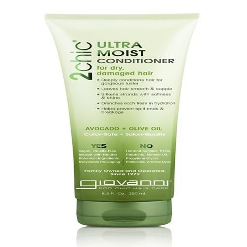 Giovanni 2Chic Ultra-Moist Conditioner - Avocado & Olive Oil, Creamy Hydration Formula, Enriched With Aloe Vera, Shea Butter, Botanical Extracts, No Parabens, Color Safe - 8.5 Fl Oz
