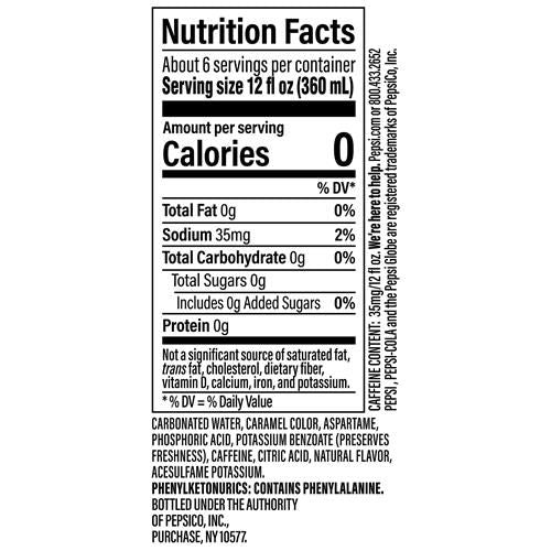 Diet Pepsi Cola Soda, 2 Liter Bottle (64.7Oz)