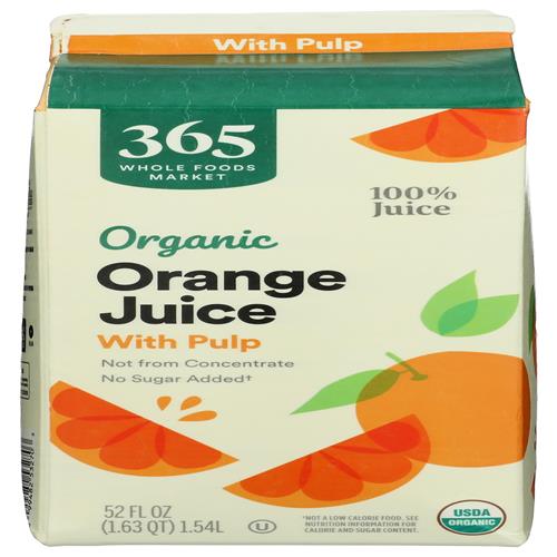 Whole Foods Market Organic Orange Juice With Pulp, 52 Fl Oz