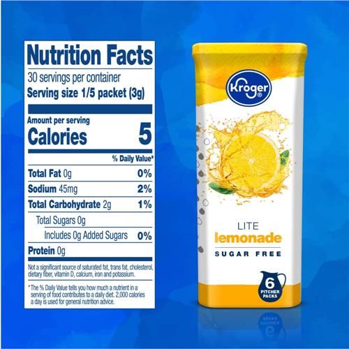 Kroger Lite Zero Sugar Lemonade Drink Mix Packets 6 packets
