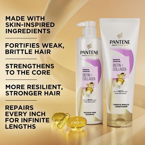 Pantene Pro-V Miracles Infinite Lengths Biotin + Collagen 1 Minute Miracle Conditioner 10.9 Fl Oz