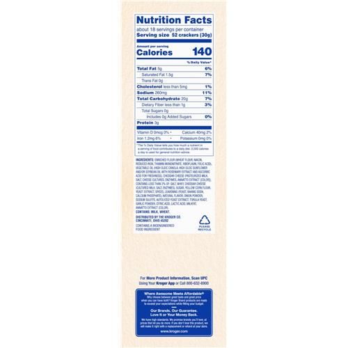 Kroger Extreme Cheddar Baked Snack Crackers 19 oz