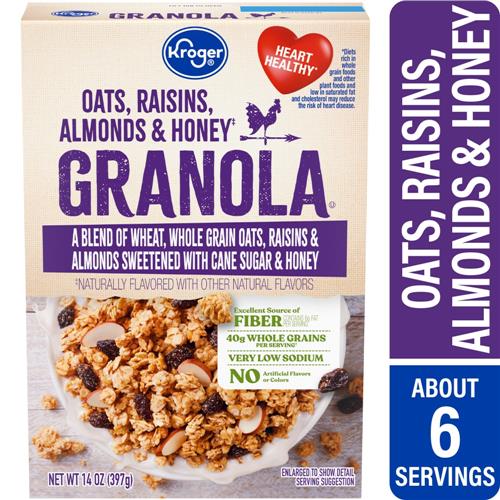Kroger Oats Raisins Almonds & Honey Granola 14 oz