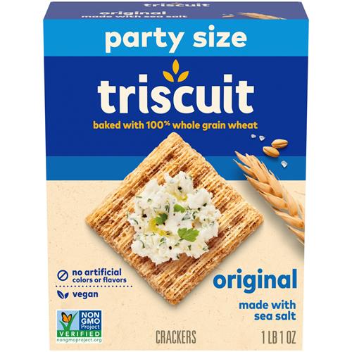 Triscuit Original Whole Grain Wheat Crackers, Vegan Crackers, Healthy Snacks, Lunch Snacks, Party Size, 17 Oz