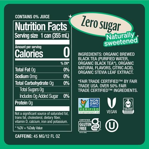 Zevia Organic Sweetened Raspberry Black Tea, 12 Fz
