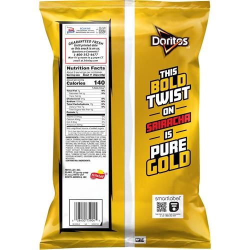 Doritos Tortilla Chips, Golden Sriracha, 9.25 Oz Bag
