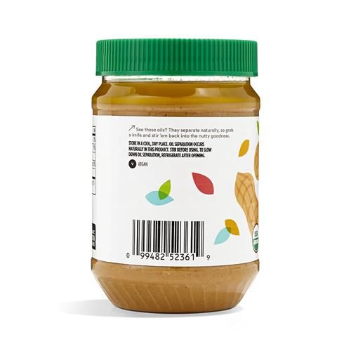 Whole Foods Market Organic Creamy Unsweetened No Salt Peanut Butter, 26 Ounce