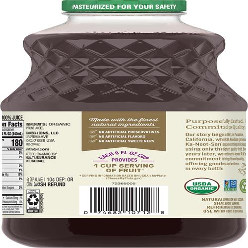 R.W. Knudsen, Organic Just Prune Juice, 32 Fl Oz Bottle