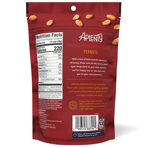Aplenty Honey Roasted Chipotle Peanuts, 6 Oz