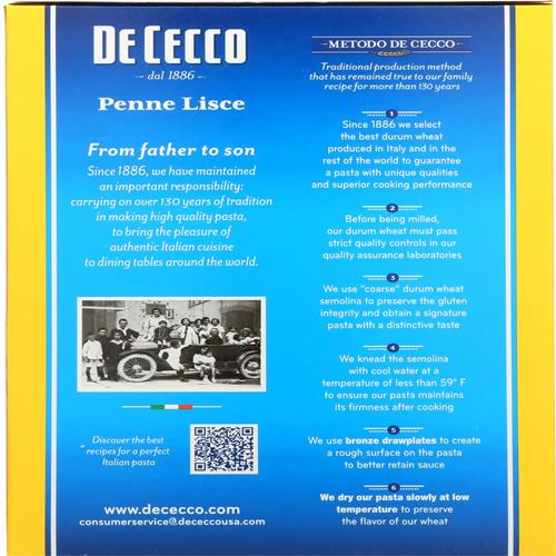 De Cecco Pasta Lisce Penne Pasta, 16 Oz