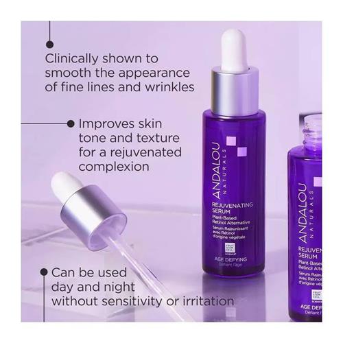 Andalou Naturals Rejuvenating Serum With Plant Based Retinol, 1 Oz