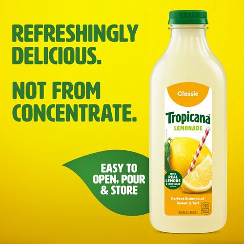 Tropicana Classic Lemonade, Made With Real Lemons, 46 Fl Oz Bottle