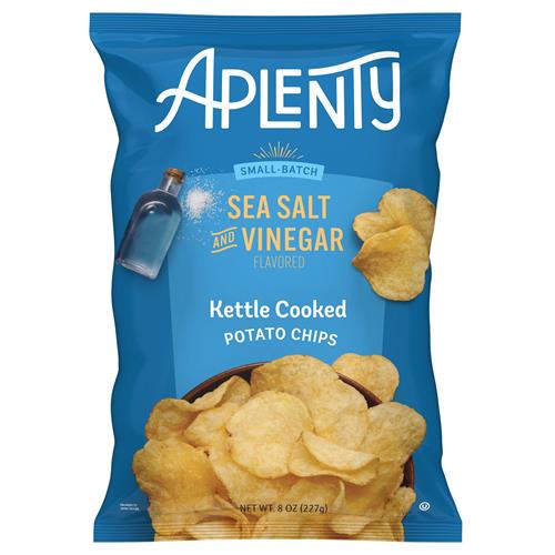 Aplenty Kettle Cooked Potato Chips, Sea Salt And Vinegar, 8 Oz