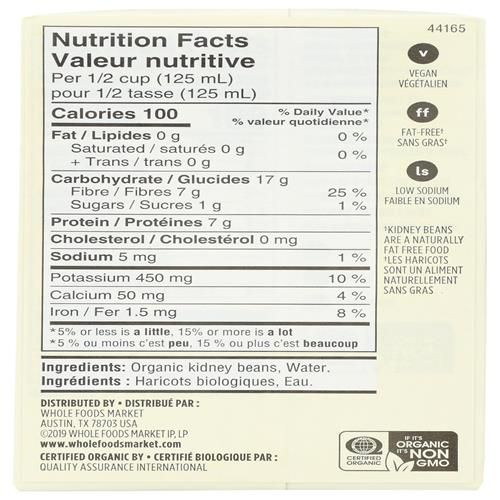 Whole Foods Market, Organic Kidney Beans No Salt Added, 13.4 Oz