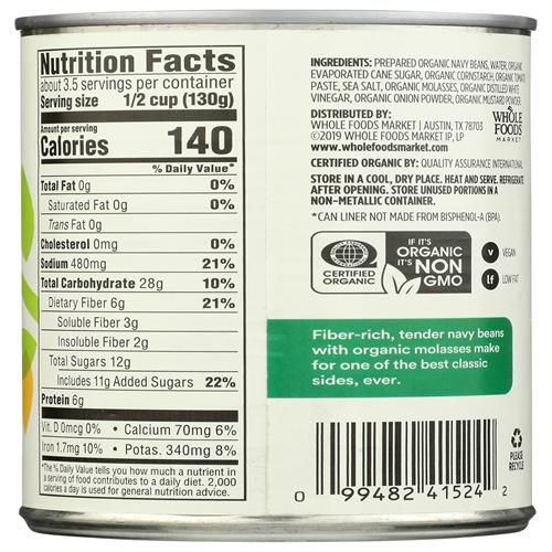 Whole Foods Market, Organic Traditional Baked Beans, 15 Oz