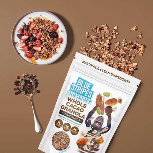 Blue Stripes Almond Butter Cacao Granola, 8 Oz