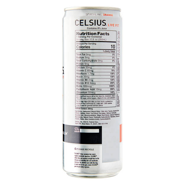 Celsius Orange Sparkling Drink, 12 fl oz