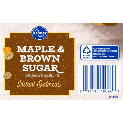 Kroger Maple & Brown Sugar Instant Oatmeal 10 ct