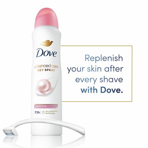 Dove Advanced Care Antiperspirant Deodorant Spray Beauty Finish To Help Skin Barrier Repair After Shaving By Boosting Skins Ceramide Levels 72-Hour Antiperspirant Dedorant For Soft Underarms 3.8