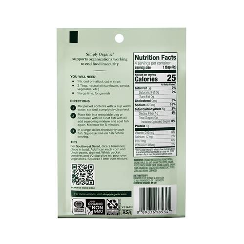 Simply Organic Seasoning Mix, Fish Taco, 1.13 Oz