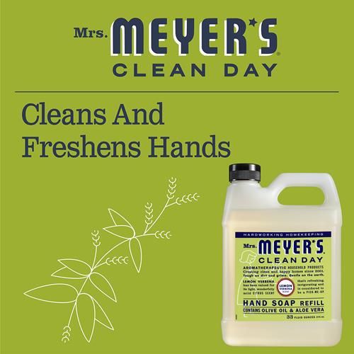 Mrs. Meyers Clean Day Liquid Hand Soap Refill, Cruelty Free And Biodegradable Formula, Lemon Verbena Scent, 33 Oz